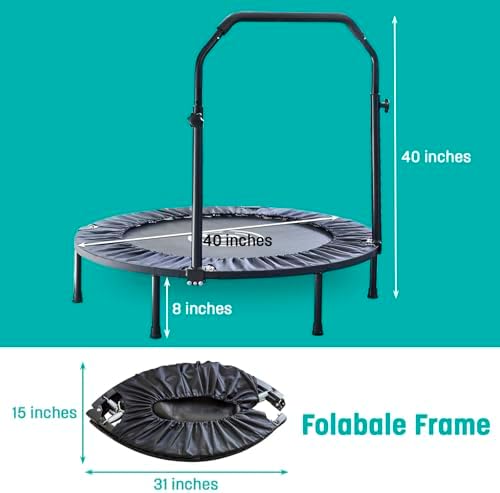 Skywalker Trampolines 40" Foldable Fitness Trampoline, Adult Fitness Rebounder, Indoor and Outdoor, 6 Level Adjustable F