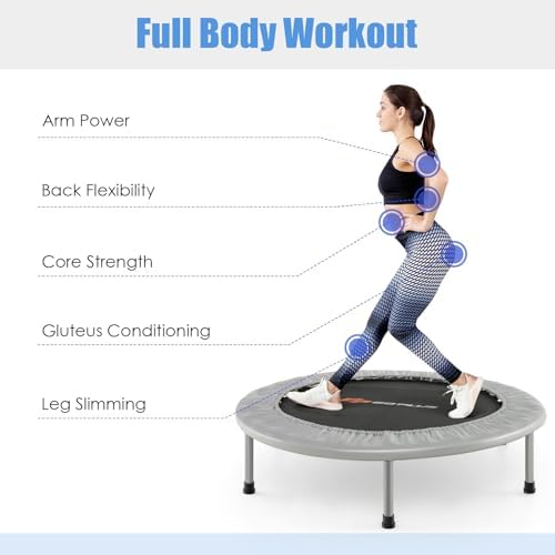 Goplus Mini Trampoline, Foldable 36"/38" Rebounder for Adults, Portable Fitness Trampoline for Home and Outdoor Workout,