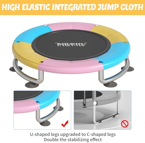 MILUMILU 60" Indoor Outdoor Trampoline for Kids - Birthday Gifts for Children Boy Girl with Safety Net and Hoop - Image 25