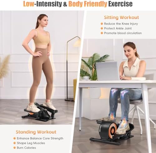 ANCHEER Under Desk Elliptical Bike, Fully Assembled Leg Exerciser 2 in 1 Seated Standing Elliptical, Quiet Mini Elliptic