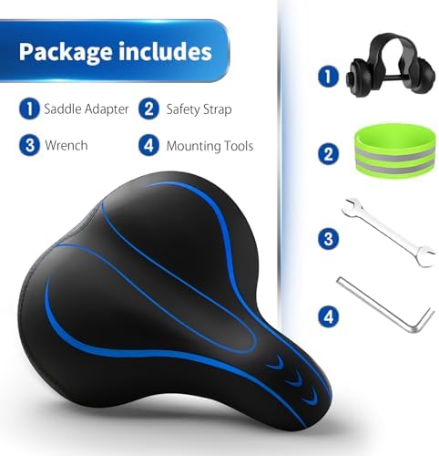 Xmifer Comfortable Bike Seat - Waterproof Leather with Memory Foam - Universal Replacement Bicycle Saddle - Men/Women -