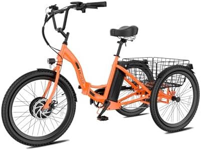 Anchee Electric Tricycle for Seniors, 24" 499Wh Ebike, 15.5MPH, Foldable, Removable Battery, 3 Wheel, LCD Display, Rear