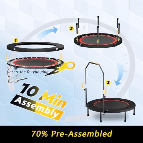 Portable Fitness Foldable Trampoline for Kid/Adults in-Home Mini Rebounder 40" Max Load 330lbs Recycled Claim Standard 1