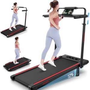 ANCHEER Walking Pad Treadmill for Home Workout, 12% Incline&Adjustable Height, Desk Stationary Treadmill, Up to 300LBs