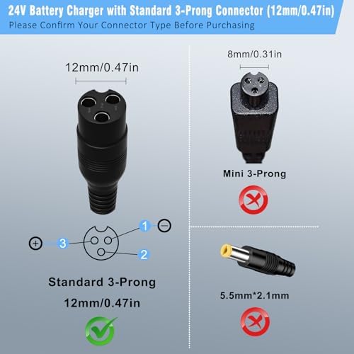 24V Charger for Razor MX350 Electric Scooter + Dirt Bike + E100 E175 E200 E200S E300 E300S E500 + Sports Mod + Dirt Quad