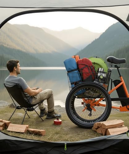 Anchee Electric Tricycle for Seniors, 24" 499Wh Ebike, 15.5MPH, Foldable, Removable Battery, 3 Wheel, LCD Display, Rear