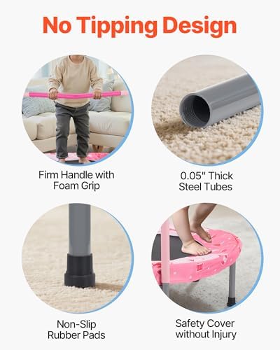 VEVOR 3FT Foldable Trampoline for Toddlers: Recreational Gift, Indoor/Outdoor, Foam Handle, 36" Diameter