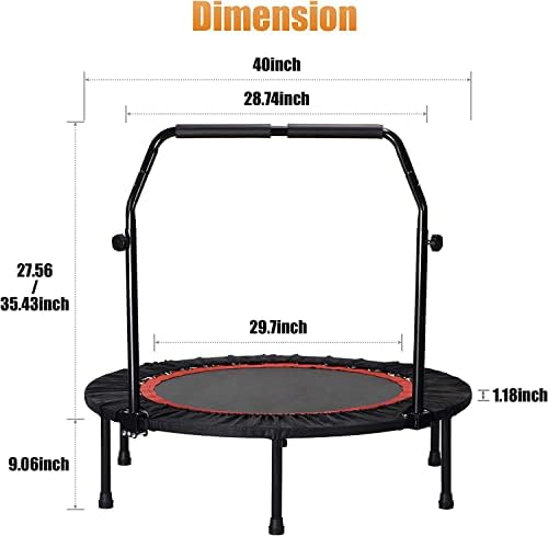 Portable Fitness Foldable Trampoline for Kid/Adults in-Home Mini Rebounder 40" Max Load 330lbs Recycled Claim Standard 1