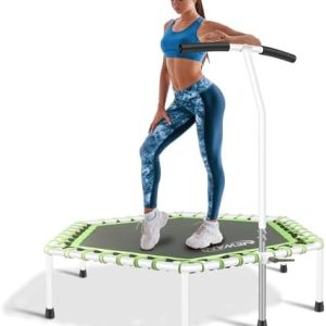 NEWAN Silent Fitness Trampoline for Adults - 48" Diameter with Adjustable Handle Bar and Max Capacity 330 lbs | NEWAN A