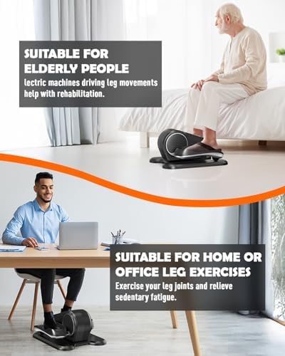 Electric Elliptical Leg Exerciser Under Desk for Senior TrainingPortable Seated Pedal Exerciser 15 Adjustable Speeds Qui