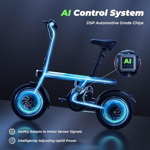 Isinwheel 500W Electric Bike for Adults 280.8Wh Battery Smart Uphill Folding Ebike 14"/16" Adults Teens