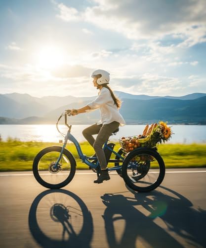 Anchee Electric Tricycle for Seniors, 24" 499Wh Ebike, 15.5MPH, Foldable, Removable Battery, 3 Wheel, LCD Display, Rear