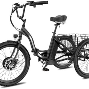 Anchee Electric Tricycle for Seniors, 24" 499Wh Ebike, 15.5MPH, Foldable, Removable Battery, 3 Wheel, LCD Display, Rear