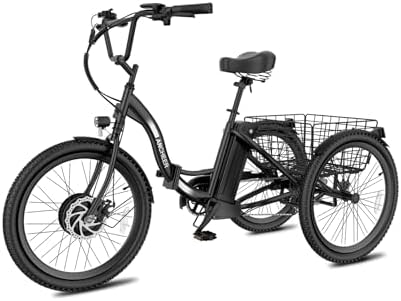 Anchee Electric Tricycle for Seniors, 24" 499Wh Ebike, 15.5MPH, Foldable, Removable Battery, 3 Wheel, LCD Display, Rear