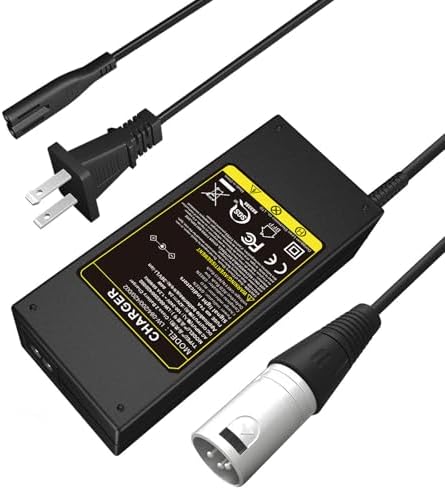 Futurebatt Electric Bike Battery Charger for 36V Ebike with 42V 2A Output and 3-Pin XLR Male Connector Power Cord Futu