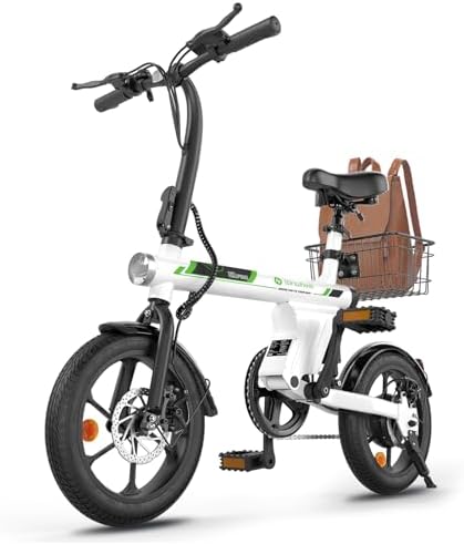 Isinwheel 500W Electric Bike for Adults 280.8Wh Battery Smart Uphill Folding Ebike 14"/16" Adults Teens