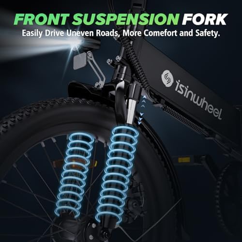 Isinwheel 500W Electric Bike for Adults 280.8Wh Battery Smart Uphill Folding Ebike 14"/16" Adults Teens