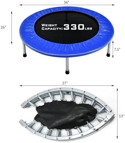 Giantex 36" Folding Mini Trampoline for Adults and Kids, Portable and Compact for Home Gym, Max Load 330lbs, Foldable |