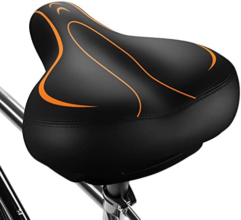 Xmifer Comfortable Bike Seat - Waterproof Leather with Memory Foam - Universal Replacement Bicycle Saddle - Men/Women -