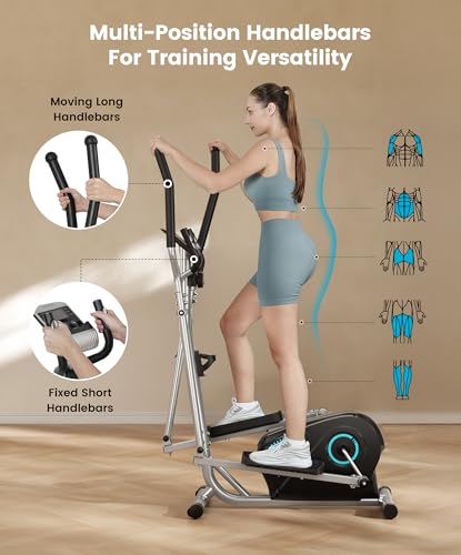 Dripex Hyper-Quiet Magnetic Elliptical Machine for Home Use, 16 Resistance Levels, Pulse Sensor, LCD Monitor - Image 6