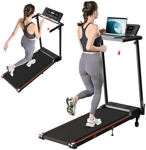 Treadmill with Incline for Home Office | 3 in 1 Under Desk Workstation | |5HP Foldable Compact Treadmills with Remote Co