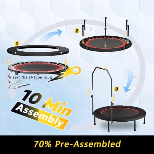 Portable Fitness Foldable Trampoline for Kid/Adults in-Home Mini Rebounder 40" Max Load 330lbs Recycled Claim Standard 1