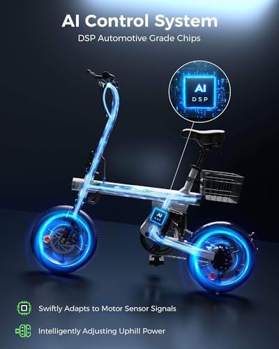 Isinwheel 500W Electric Bike for Adults 280.8Wh Battery Smart Uphill Folding Ebike 14"/16" Adults Teens