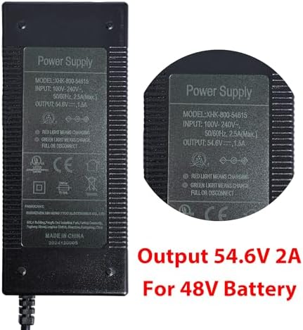 EVAPLUS UL Certified 5|6V Power Adapter for Electric Bike & Scooter, 48V Lithium Battery Charger, 1|0mm/0.47in Standard