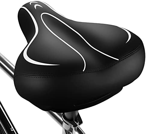 Xmifer Comfortable Bike Seat - Waterproof Leather with Memory Foam - Universal Replacement Bicycle Saddle - Men/Women -