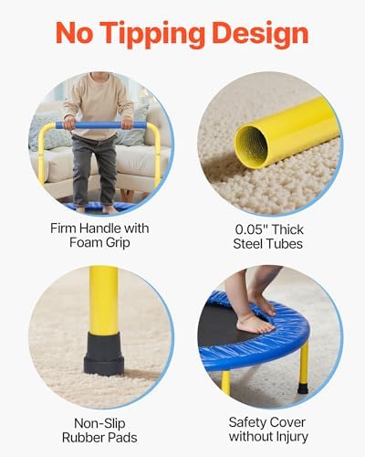 VEVOR 3FT Foldable Trampoline for Toddlers: Recreational Gift, Indoor/Outdoor, Foam Handle, 36" Diameter