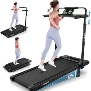 ANCHEER Walking Desk Treadmill for Home Workouts 12% Incline & Adjustable Height, Desk Workstation, 300lb Capacity, Fold