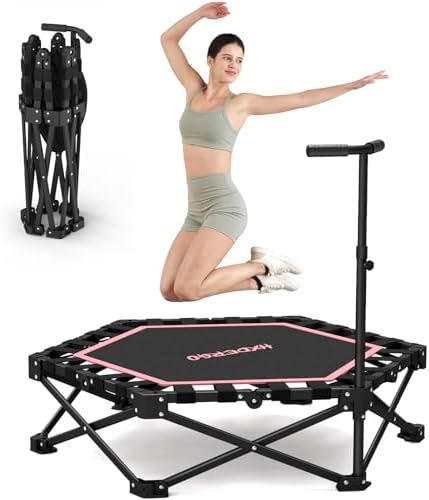HXD-ERGO Indoor and Outdoor Foldable Mini Trampoline for Fitness and Home Gym | HXD-ERGO Rebounder Trampoline with Adju