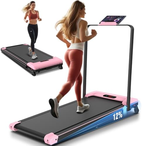 ANCHEER Portable Folding Treadmill with LED Screen & Remote Control - For Home Gym or Office - 12% Incline 2-in-1 Foldab