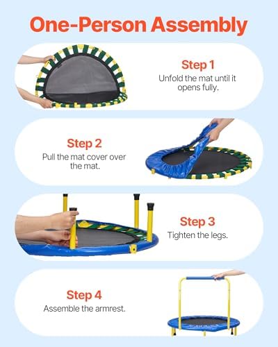 VEVOR 3FT Foldable Trampoline for Toddlers: Recreational Gift, Indoor/Outdoor, Foam Handle, 36" Diameter