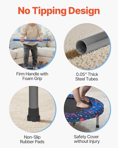 VEVOR 3FT Foldable Trampoline for Toddlers: Recreational Gift, Indoor/Outdoor, Foam Handle, 36" Diameter