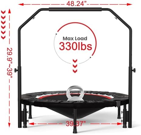 Portable Fitness Foldable Trampoline for Kid/Adults in-Home Mini Rebounder 40" Max Load 330lbs Recycled Claim Standard 1