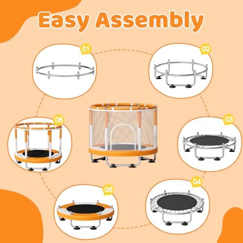 55" Trampoline for Kids, 440lbs Capacity Indoor & Outdoor Toddler Trampoline, Gifts for Boys & Girls Global Recycled Sta