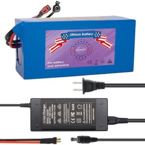 36V Lithium Battery Pack for Scooter (36V10Ah with Charger) T-Plug and BMS 200-1200W Perfect for E-Scooter Rides in Urba