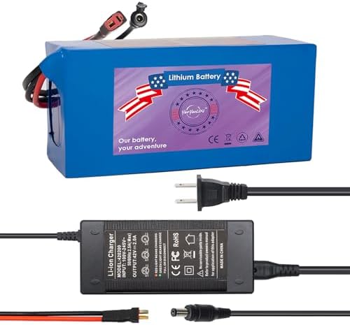 36V Lithium Battery Pack for Scooter (36V10Ah with Charger) T-Plug and BMS 200-1200W Perfect for E-Scooter Rides in Urba