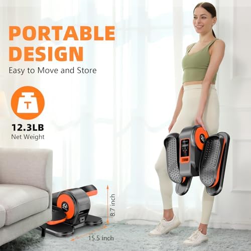 ANCHEER Elliptical Machine for Seniors, 12 Adjustable Speeds Pedal Exerciser, Quiet & Portable Electric Leg Exerciser wi