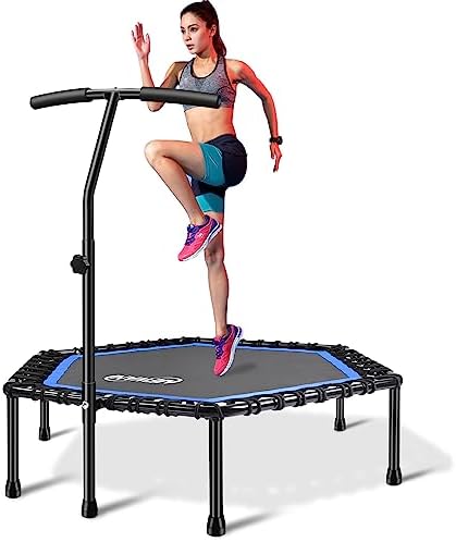 NEWAN Silent Fitness Trampoline for Adults - 48" Diameter with Adjustable Handle Bar and Max Capacity 330 lbs | NEWAN A