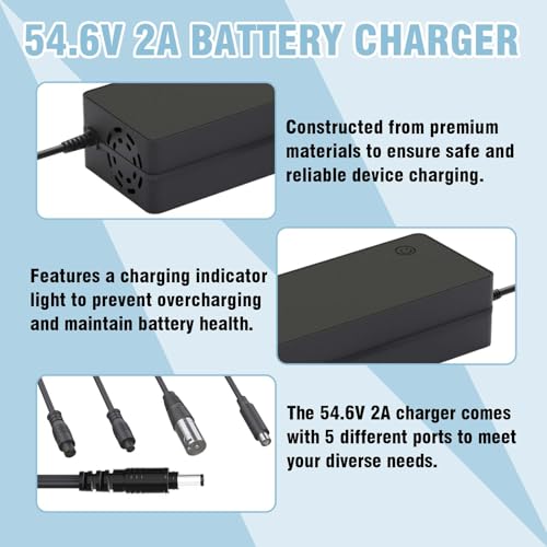 5|6V 2A Universal Electric Bike Charger Compatible with 48V Lithium Battery - Perfect for Ebike, One Wheel, and Electri - Image 5