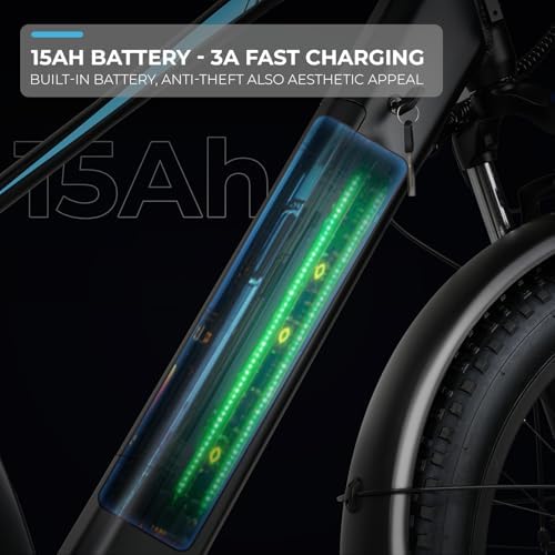 ANCHEER 26" Electric Bike for Adults, 1000W Peak Motor, 60 Miles Range, Fat Tire Electric Bike Off-Road for Men & Women