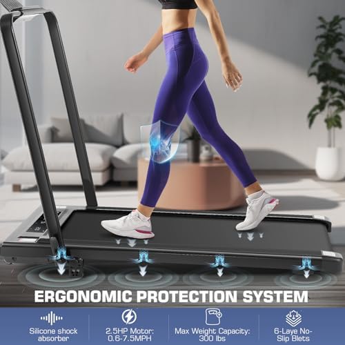 ANCHEER Quiet Portable Foldable Treadmill, |0HP, 12% Incline, 2S Folding, Under Desk Usage for Home Workout, LED Display