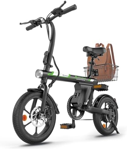 Isinwheel 500W Electric Bike for Adults 280.8Wh Battery Smart Uphill Folding Ebike 14"/16" Adults Teens