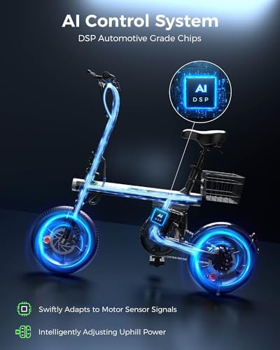 Isinwheel 500W Electric Bike for Adults 280.8Wh Battery Smart Uphill Folding Ebike 14"/16" Adults Teens