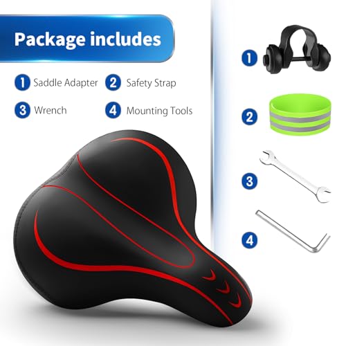 Oversized Bike Seat, Comfortable Universal Replacement Bicycle Saddle for Men/Women - Waterproof Leather Seat with Extr - Image 5