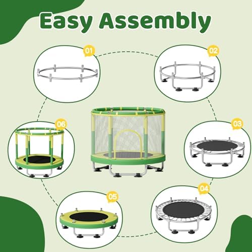 55" Trampoline for Kids, 440lbs Capacity Indoor & Outdoor Toddler Trampoline, Gifts for Boys & Girls Global Recycled Sta