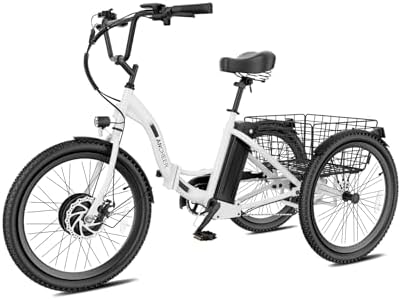 Anchee Electric Tricycle for Seniors, 24" 499Wh Ebike, 15.5MPH, Foldable, Removable Battery, 3 Wheel, LCD Display, Rear