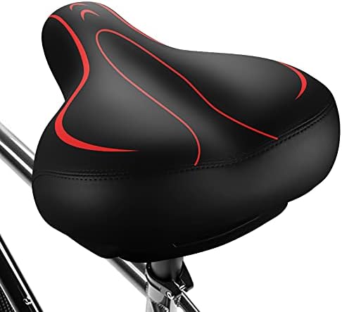 Xmifer Comfortable Bike Seat - Waterproof Leather with Memory Foam - Universal Replacement Bicycle Saddle - Men/Women -